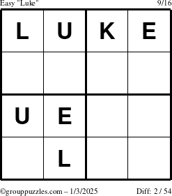 The grouppuzzles.com Easy Luke puzzle for Friday January 3, 2025