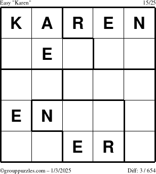 The grouppuzzles.com Easy Karen puzzle for Friday January 3, 2025