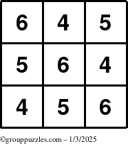 The grouppuzzles.com Answer grid for the TicTac-456 puzzle for Friday January 3, 2025