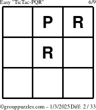 The grouppuzzles.com Easy TicTac-PQR puzzle for Friday January 3, 2025