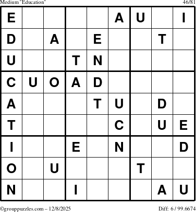 The grouppuzzles.com Medium Education-c1 puzzle for Monday December 8, 2025