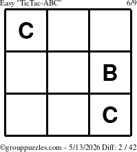 The grouppuzzles.com Easy TicTac-ABC puzzle for Wednesday May 13, 2026