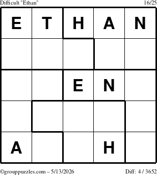 The grouppuzzles.com Difficult Ethan puzzle for Wednesday May 13, 2026