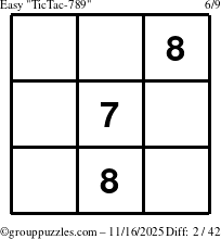 The grouppuzzles.com Easy TicTac-789 puzzle for Sunday November 16, 2025