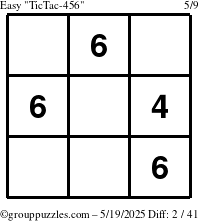 The grouppuzzles.com Easy TicTac-456 puzzle for Monday May 19, 2025
