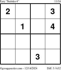 The grouppuzzles.com Easy Sudoku-4 puzzle for Saturday December 14, 2024