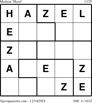 The grouppuzzles.com Medium Hazel puzzle for Saturday December 14, 2024