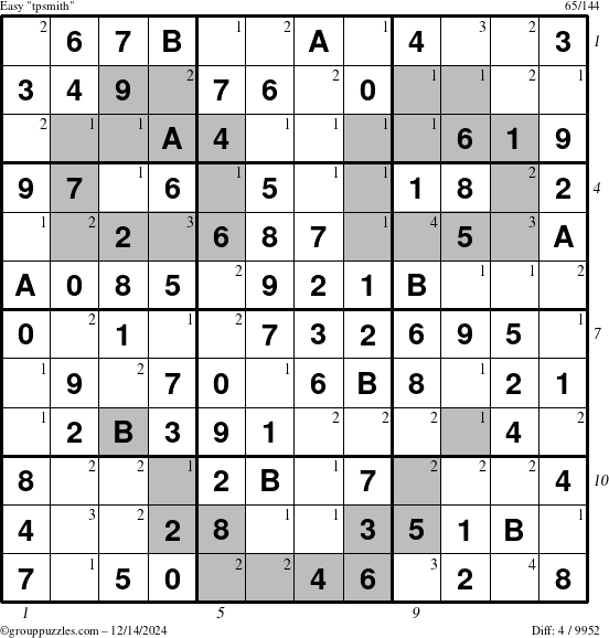 The grouppuzzles.com Easy tpsmith puzzle for Saturday December 14, 2024 with all 4 steps marked