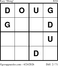 The grouppuzzles.com Easy Doug puzzle for Friday April 24, 2026