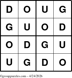 The grouppuzzles.com Answer grid for the Doug puzzle for Friday April 24, 2026