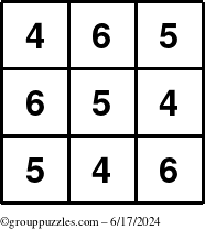 The grouppuzzles.com Answer grid for the TicTac-456 puzzle for Monday June 17, 2024