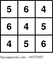 The grouppuzzles.com Answer grid for the TicTac-456 puzzle for Monday October 27, 2025