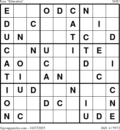 The grouppuzzles.com Easy Education-c1 puzzle for Monday October 27, 2025