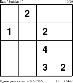 The grouppuzzles.com Easy Sudoku-4 puzzle for Thursday May 22, 2025