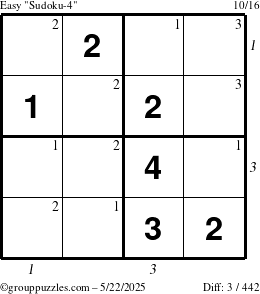 The grouppuzzles.com Easy Sudoku-4 puzzle for Thursday May 22, 2025 with all 3 steps marked