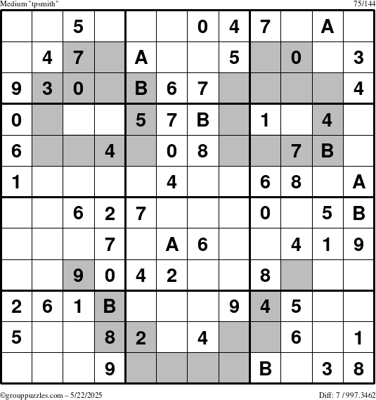 The grouppuzzles.com Medium tpsmith puzzle for Thursday May 22, 2025