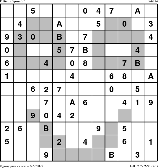 The grouppuzzles.com Difficult tpsmith puzzle for Thursday May 22, 2025
