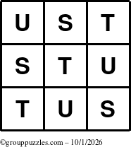 The grouppuzzles.com Answer grid for the TicTac-STU puzzle for Thursday October 1, 2026