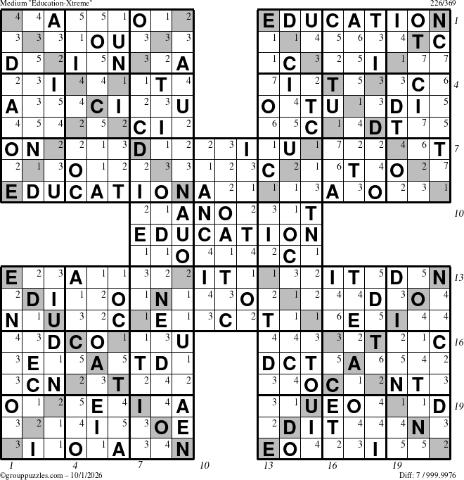 The grouppuzzles.com Medium Education-Xtreme puzzle for Thursday October 1, 2026 with all 7 steps marked