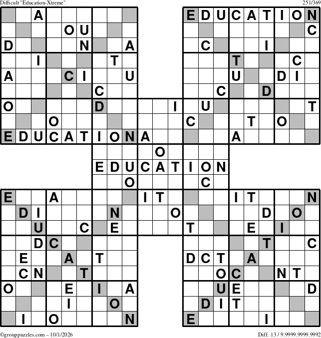 The grouppuzzles.com Difficult Education-Xtreme puzzle for Thursday October 1, 2026