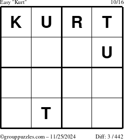 The grouppuzzles.com Easy Kurt puzzle for Monday November 25, 2024