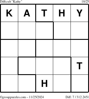 The grouppuzzles.com Difficult Kathy puzzle for Monday November 25, 2024