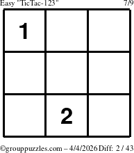 The grouppuzzles.com Easy TicTac-123 puzzle for Saturday April 4, 2026