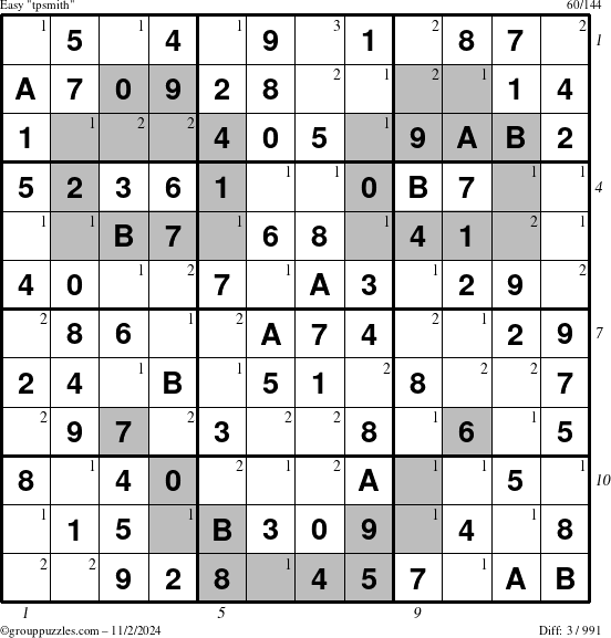 The grouppuzzles.com Easy tpsmith puzzle for Saturday November 2, 2024 with all 3 steps marked