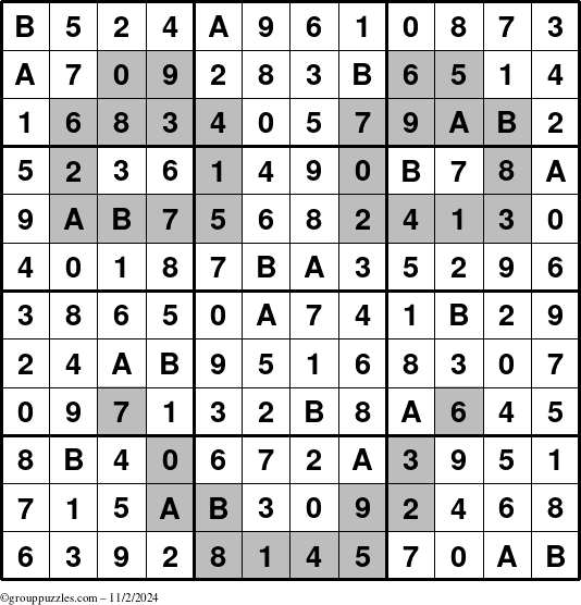 The grouppuzzles.com Answer grid for the tpsmith puzzle for Saturday November 2, 2024