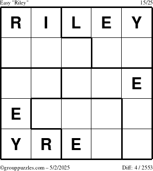 The grouppuzzles.com Easy Riley puzzle for Friday May 2, 2025