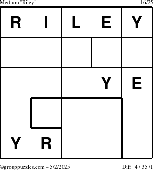 The grouppuzzles.com Medium Riley puzzle for Friday May 2, 2025
