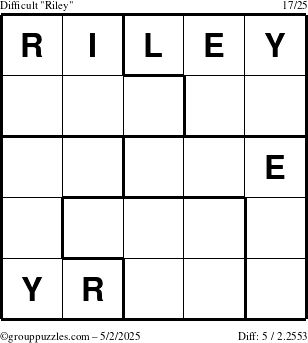 The grouppuzzles.com Difficult Riley puzzle for Friday May 2, 2025