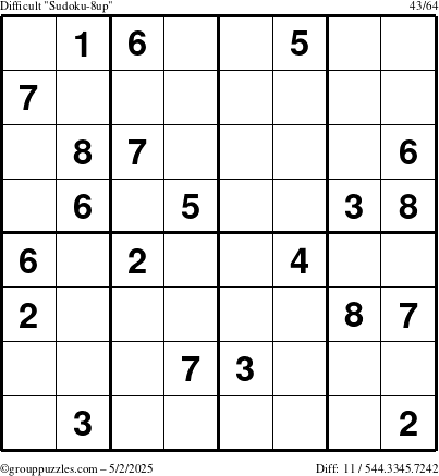 The grouppuzzles.com Difficult Sudoku-8up puzzle for Friday May 2, 2025
