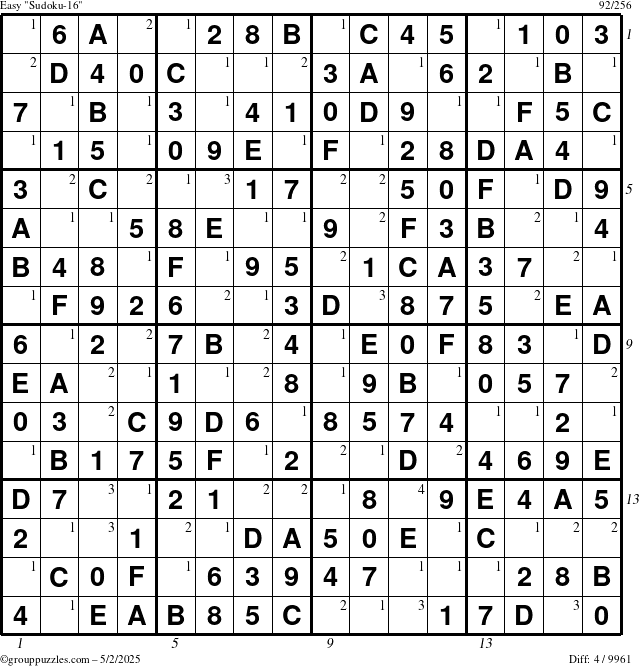 The grouppuzzles.com Easy Sudoku-16 puzzle for Friday May 2, 2025 with all 4 steps marked