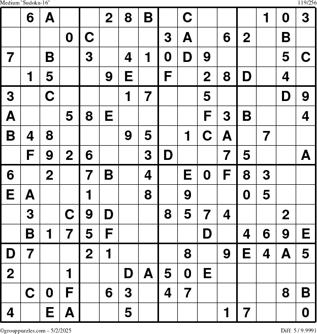 The grouppuzzles.com Medium Sudoku-16 puzzle for Friday May 2, 2025