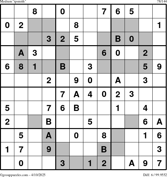 The grouppuzzles.com Medium tpsmith puzzle for Thursday April 10, 2025