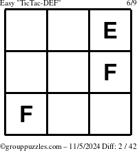 The grouppuzzles.com Easy TicTac-DEF puzzle for Tuesday November 5, 2024