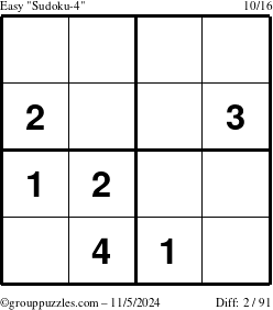 The grouppuzzles.com Easy Sudoku-4 puzzle for Tuesday November 5, 2024