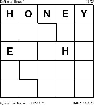 The grouppuzzles.com Difficult Honey puzzle for Tuesday November 5, 2024