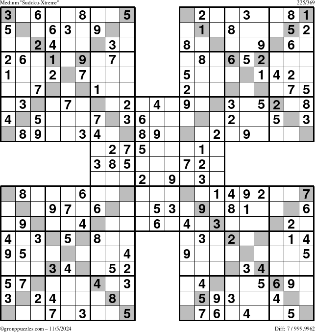 The grouppuzzles.com Medium Sudoku-Xtreme puzzle for Tuesday November 5, 2024