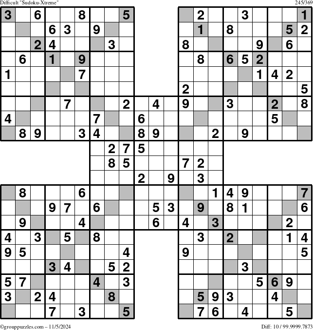 The grouppuzzles.com Difficult Sudoku-Xtreme puzzle for Tuesday November 5, 2024