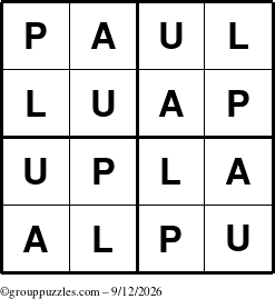 The grouppuzzles.com Answer grid for the Paul puzzle for Saturday September 12, 2026