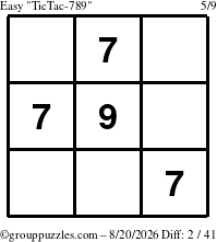 The grouppuzzles.com Easy TicTac-789 puzzle for Thursday August 20, 2026