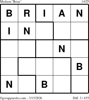 The grouppuzzles.com Medium Brian puzzle for Sunday March 15, 2026
