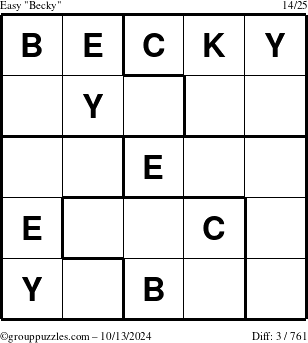 The grouppuzzles.com Easy Becky puzzle for Sunday October 13, 2024