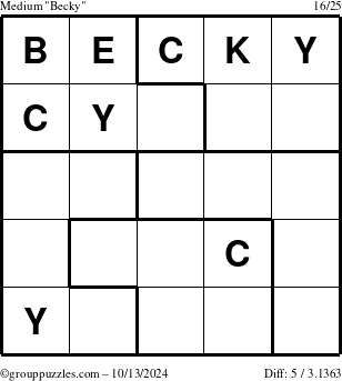 The grouppuzzles.com Medium Becky puzzle for Sunday October 13, 2024