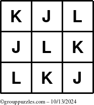 The grouppuzzles.com Answer grid for the TicTac-JKL puzzle for Sunday October 13, 2024