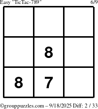 The grouppuzzles.com Easy TicTac-789 puzzle for Thursday September 18, 2025