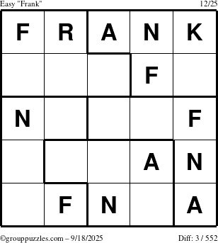 The grouppuzzles.com Easy Frank puzzle for Thursday September 18, 2025