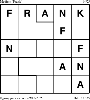 The grouppuzzles.com Medium Frank puzzle for Thursday September 18, 2025